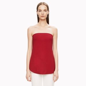 NWT Theory Zalballa Rosina Strapless Crepe Top in Red